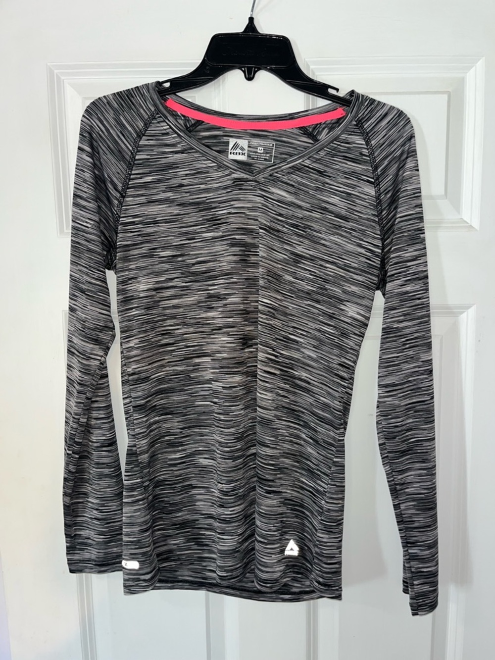 RBX Women's Black & Gray Space-Dye Long Sleeve Workout Top